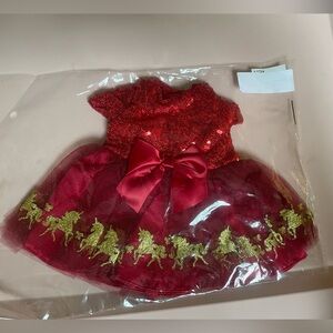 Red Sequin Tutu Dress With Gold Unicorns Fits 18” Doll Accessories Outfit